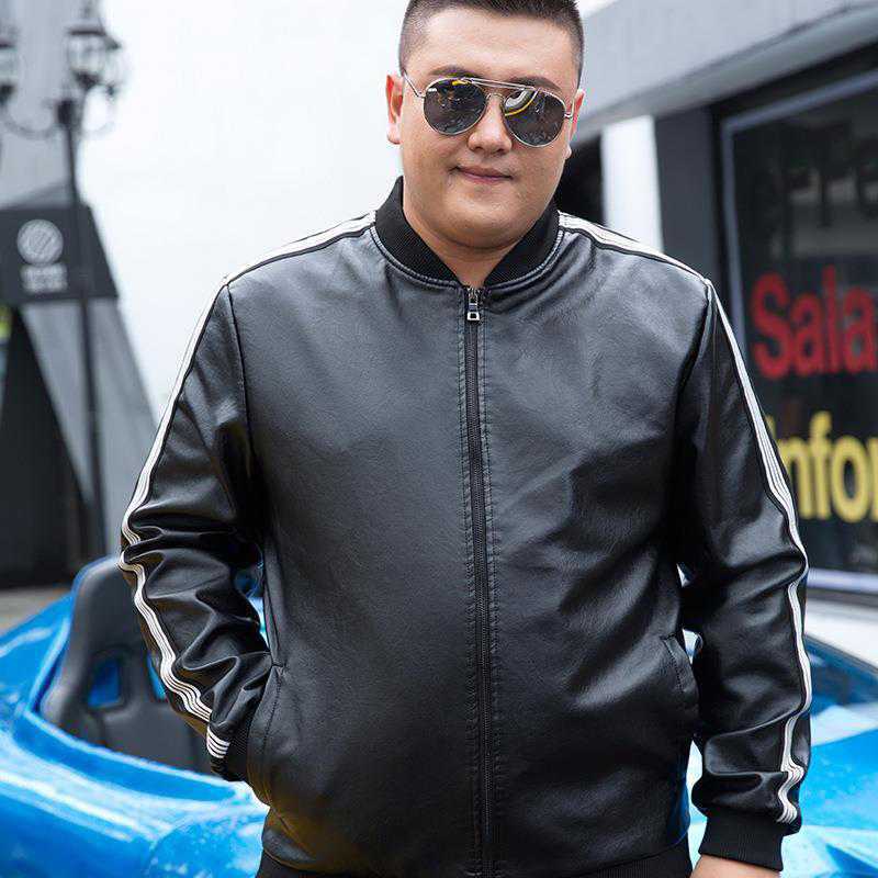 320斤加大加肥佬皮衣男秋季帅气大码宽松皮夹克胖子衣服外套男装
