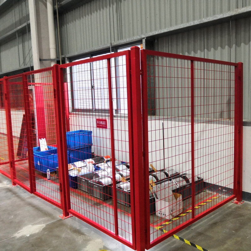 红色护栏无锡仓库划分铁丝喷塑围栏苏州泰州南通车间隔离网可定做