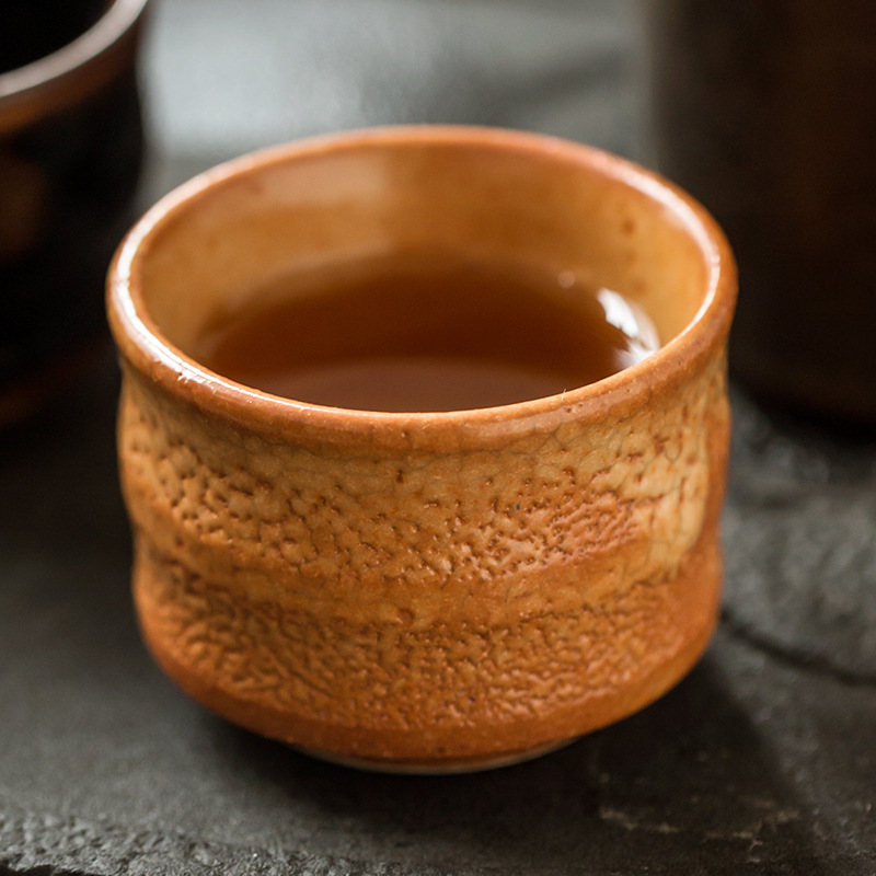 柴田陶器日本进口志野烧杯子粗陶手制柴烧风格茶杯小酒杯