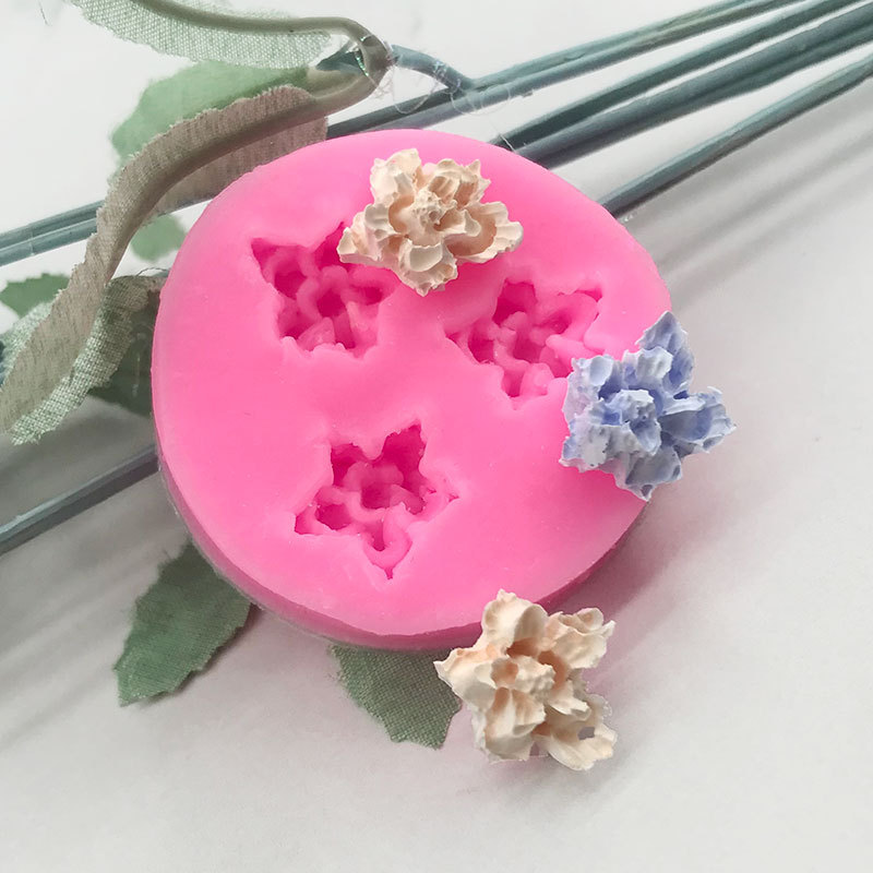 三朵梅花硅胶模具 花朵造型滴胶模具 蛋糕巧克力石膏模具西点工具