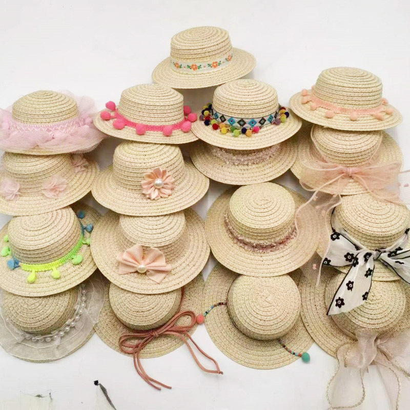 Cross-Border Internet Celebrity Pet Hat Cat and Dog Classic Style Lace Straw Hat Bow Hat Cute Photo Props