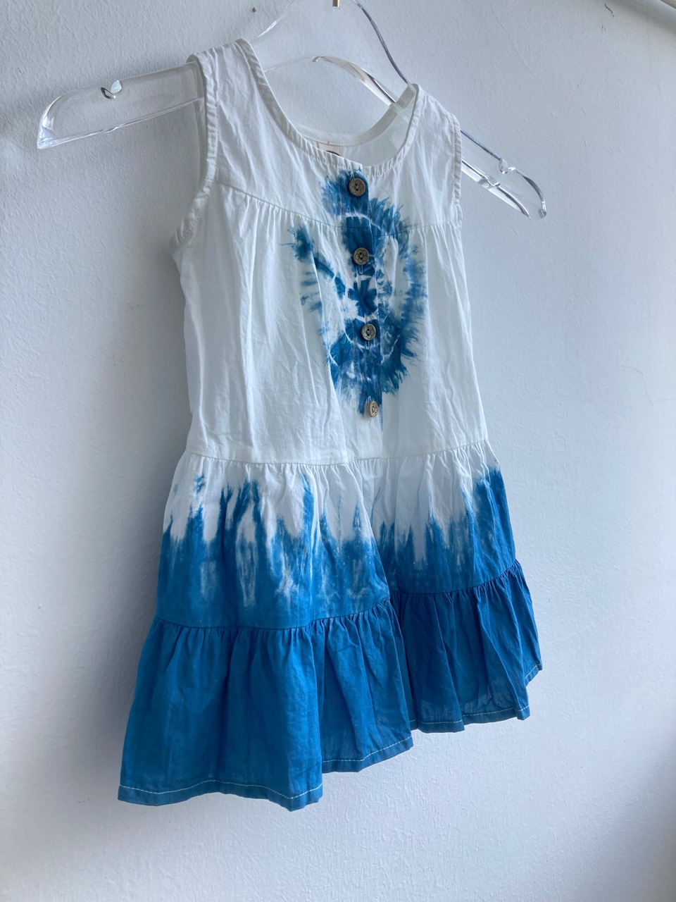 云南大理白族手工扎染小童连衣裙蓝白可爱小裙裙大摆裙批发-阿里巴巴