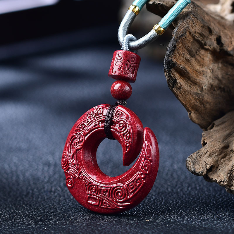 原砂高含量朱砂静心安神吊坠紫金砂时来运转项坠挂件中号本命年款