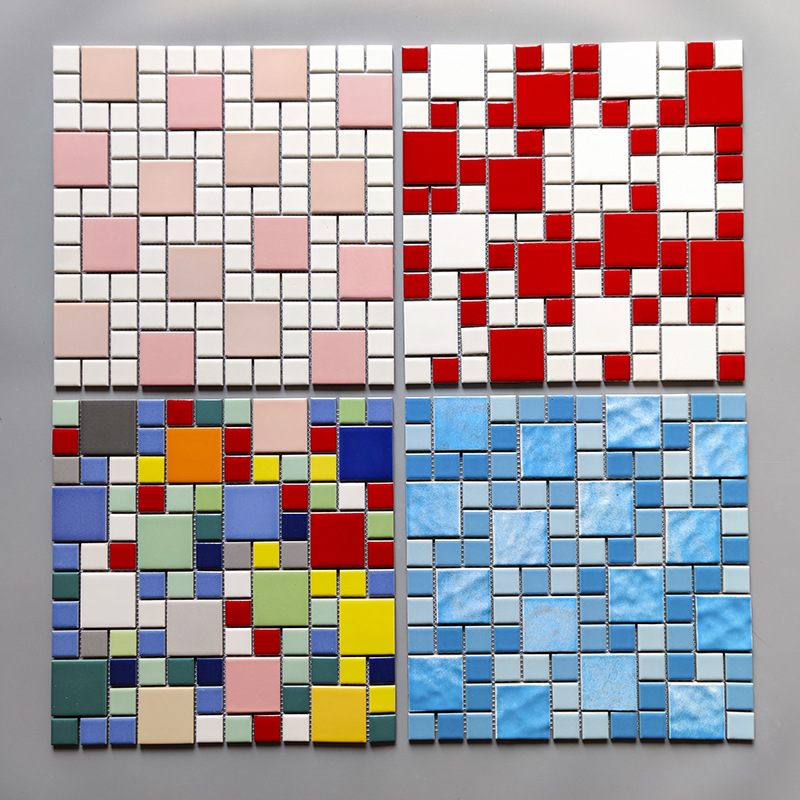 0成交0片水池陶瓷仿马赛克瓷砖300*300泳池砖蓝白色格子砖 mosaic