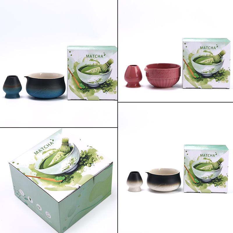 渐变远山抹茶碗套装带嘴陶瓷碗茶筅立彩盒装多款可选釉色器型专供