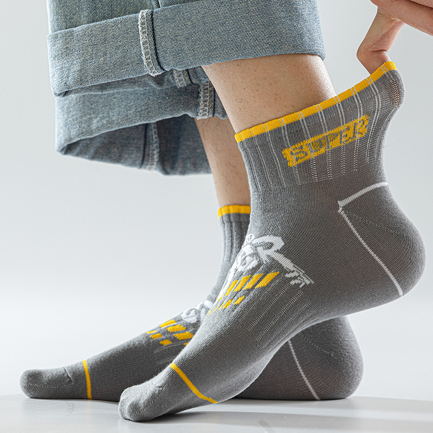 New Youth Athletic Socks Spring/Summer Thin Mid-Calf Length Socks Letter Pattern Casual Style Mid-Calf Length Socks Cross-Border Supply