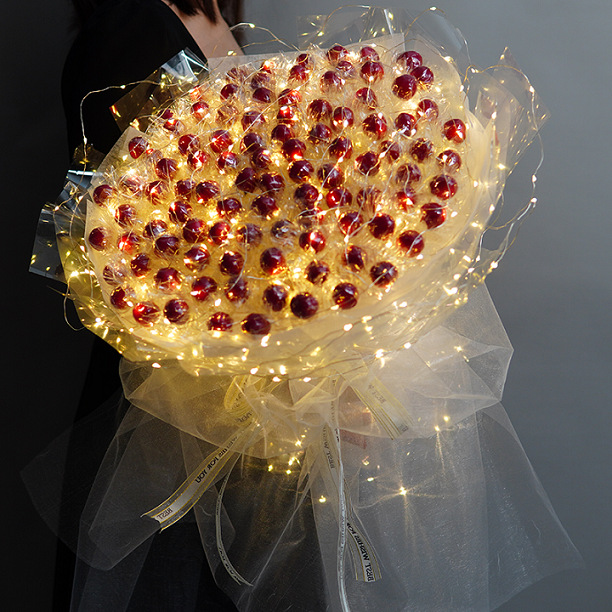 发光透明草莓花束包装纸diy材料车厘子女朋友生日礼物闺蜜情人节