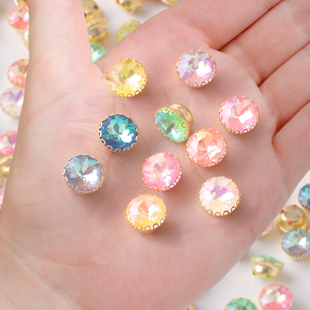 10mm round Rhinestone Color Cut Surface Hand Sewing Glass Diamond DIY Hair Accessories Shoes Bag Clothing Decoration Accessories Button Claw