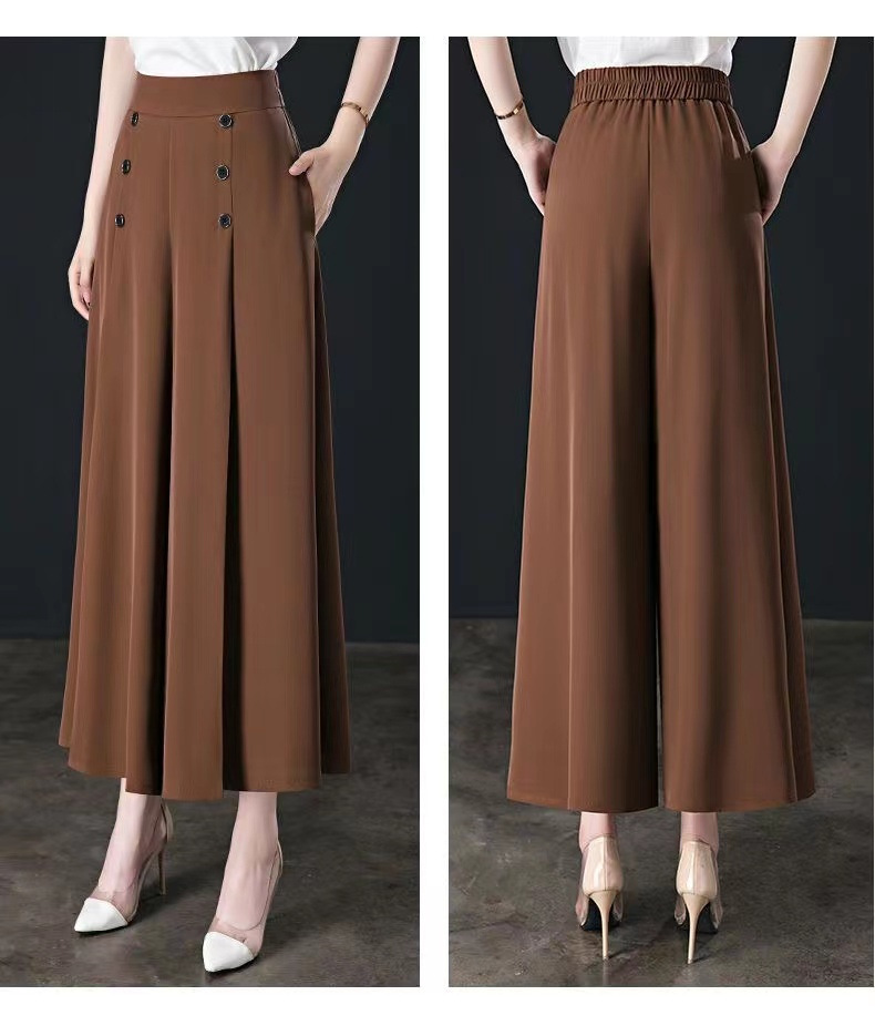 High Waist Culottes Women's plus Size 2023 New Korean Style Elastic Waistband Loose Drooping Wide Leg Cropped Harem Mom Pants