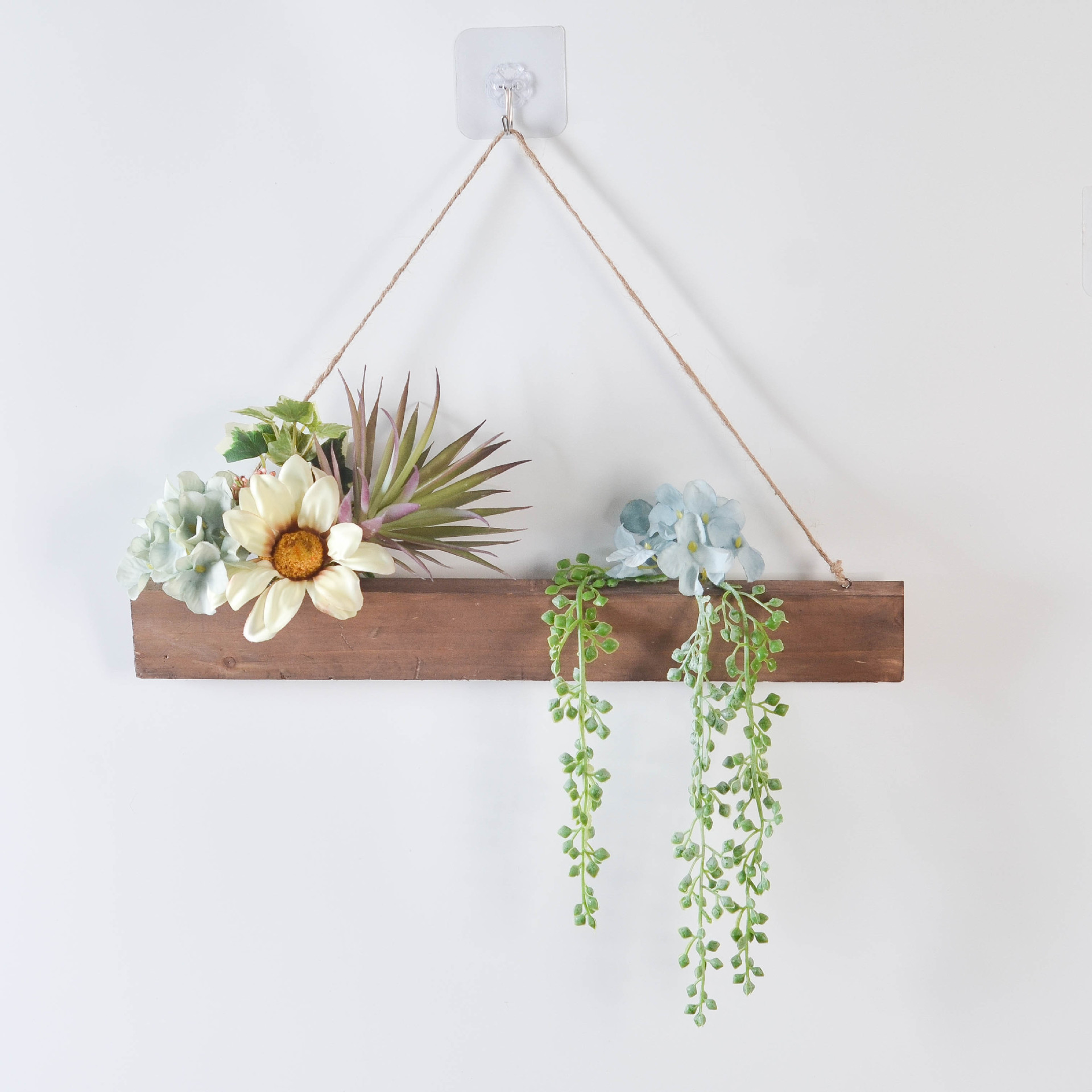 北欧ins 人造绿植多肉创意墙饰壁挂木头挂件网红背景墙垂掉饰品