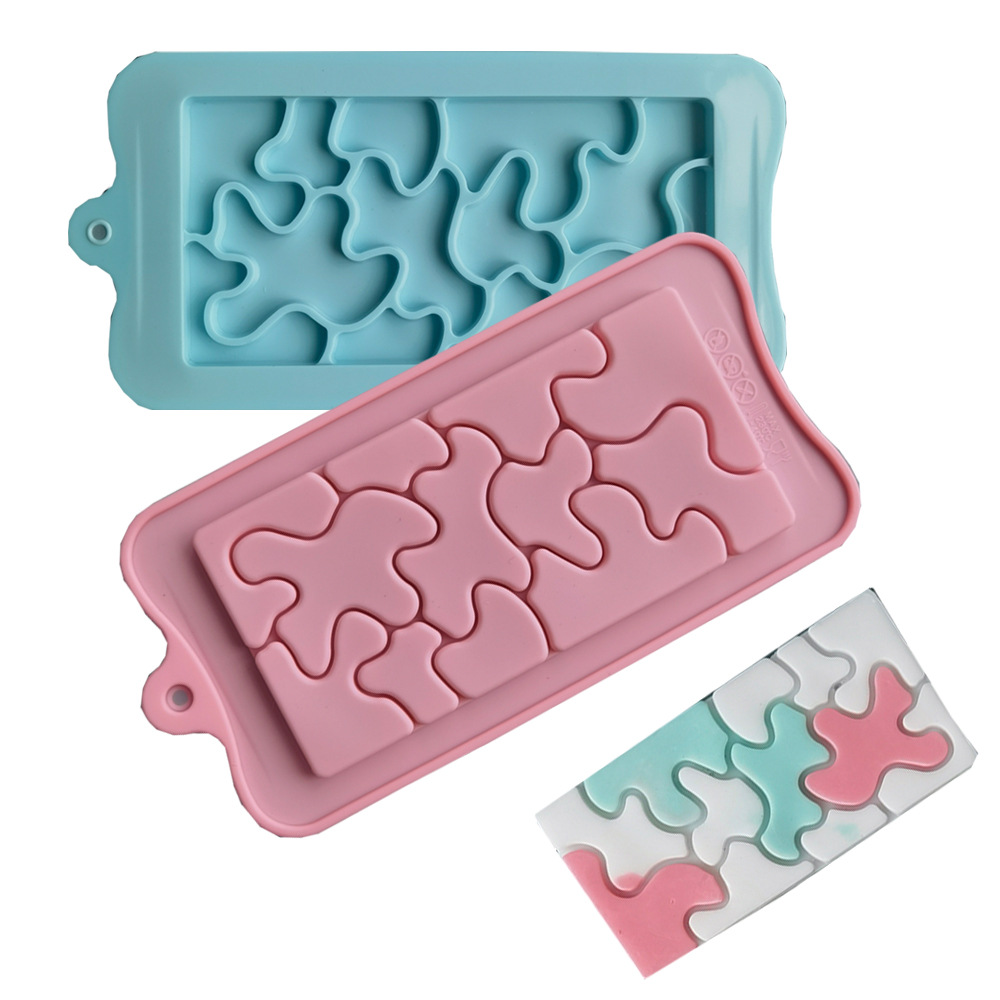 Factory Direct Sales Puzzle Chocolate Cake Mold Non-Stick Silicone Jelly Candy Mold 3D Mold DIY