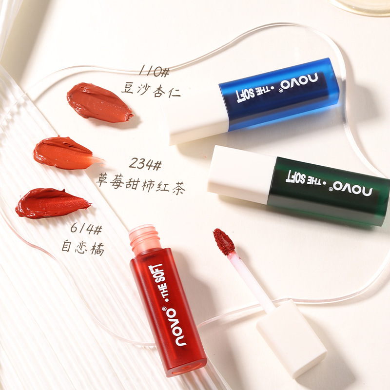 Novo Silky Mist Feeling Milk Cream Lip Mud Box Velvet Matte Finish Waterproof Not Easy to Fade Student Lipstick Wholesale