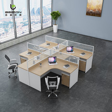简约职员工位办公桌椅组合台式电脑桌2/4/6人卡位屏风办公家具