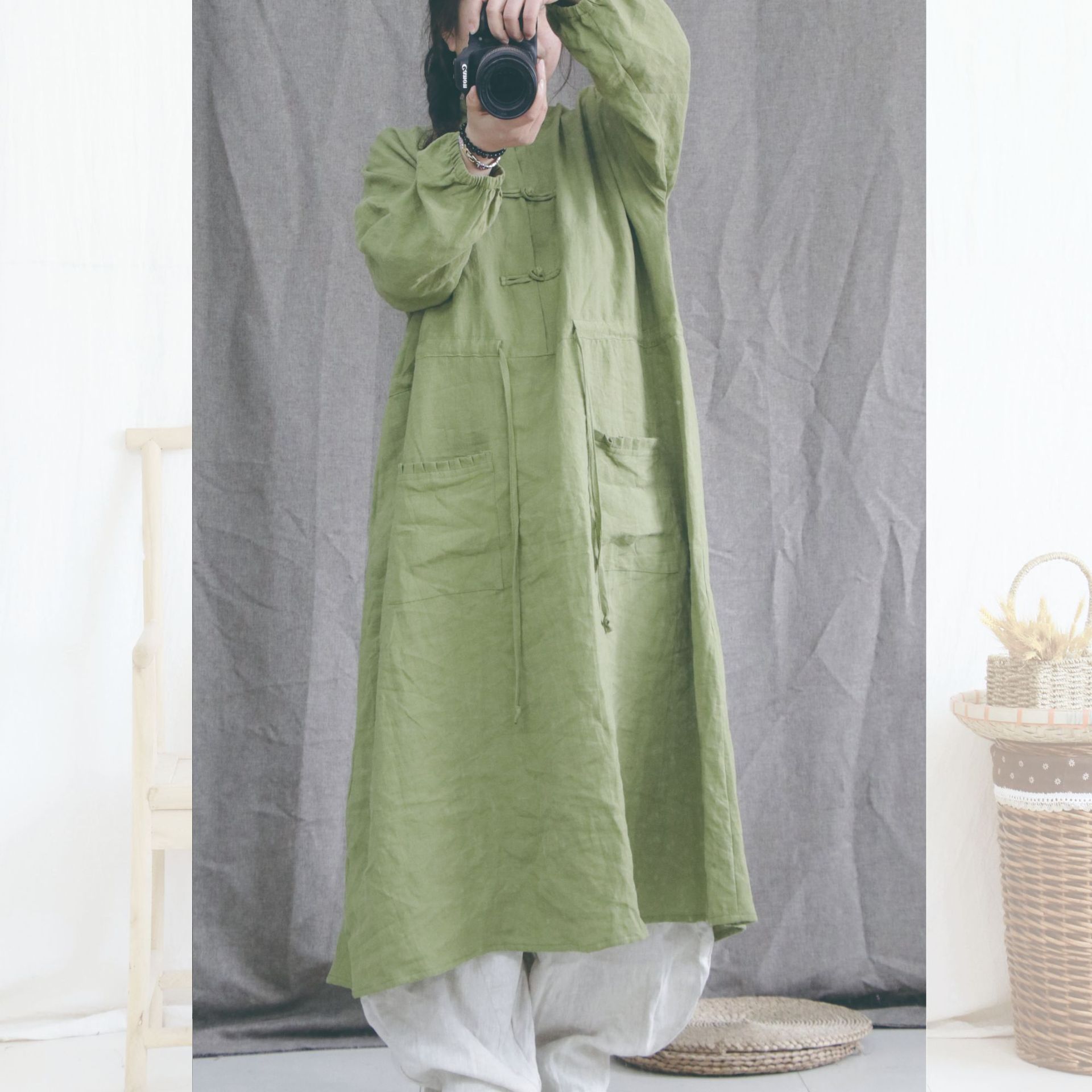 亚麻面料100%全麻商品描述服装款式细节腰带风格类型国风复古是否跨境