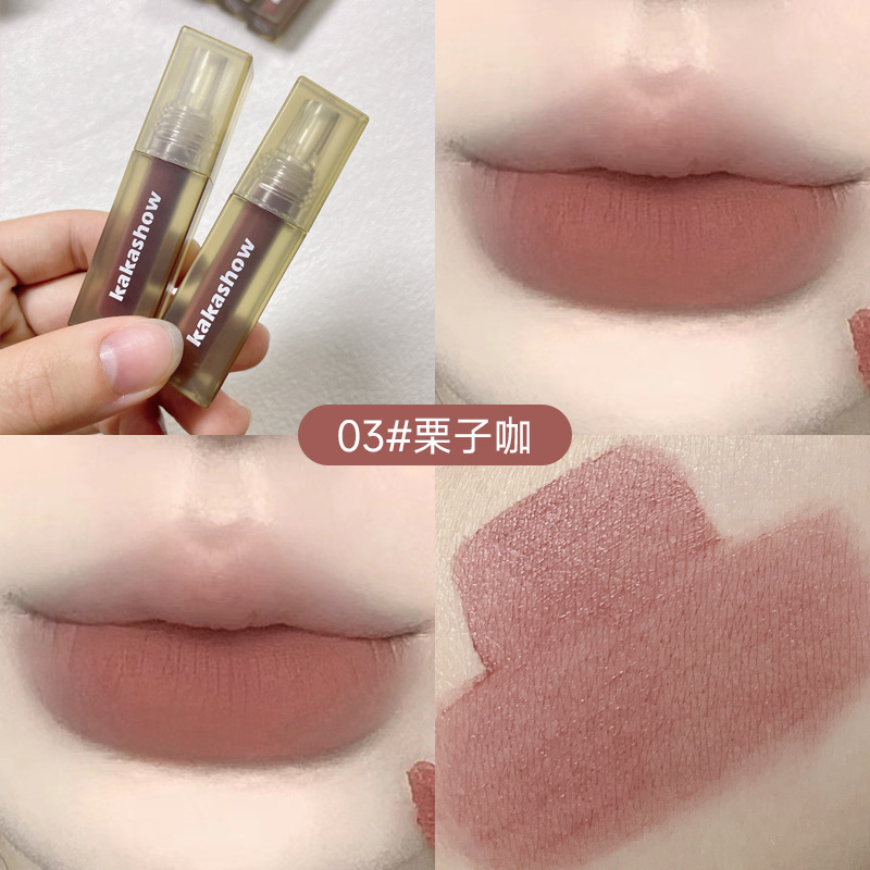 Kakashow Colored Glaze Lip Lacquer Matte Finish Lipstick Velvet White Lipstick Lip Gloss Lip Mud Nude Natural Lipstick