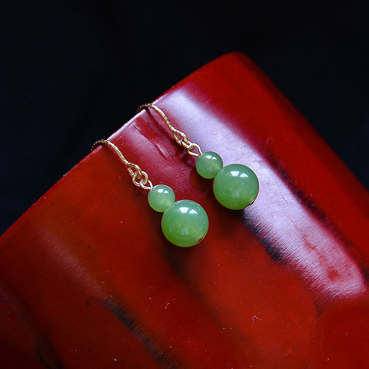 天然和田玉碧玉葫芦耳环(福禄)玉石耳钉耳坠旗袍耳饰-阿里巴巴