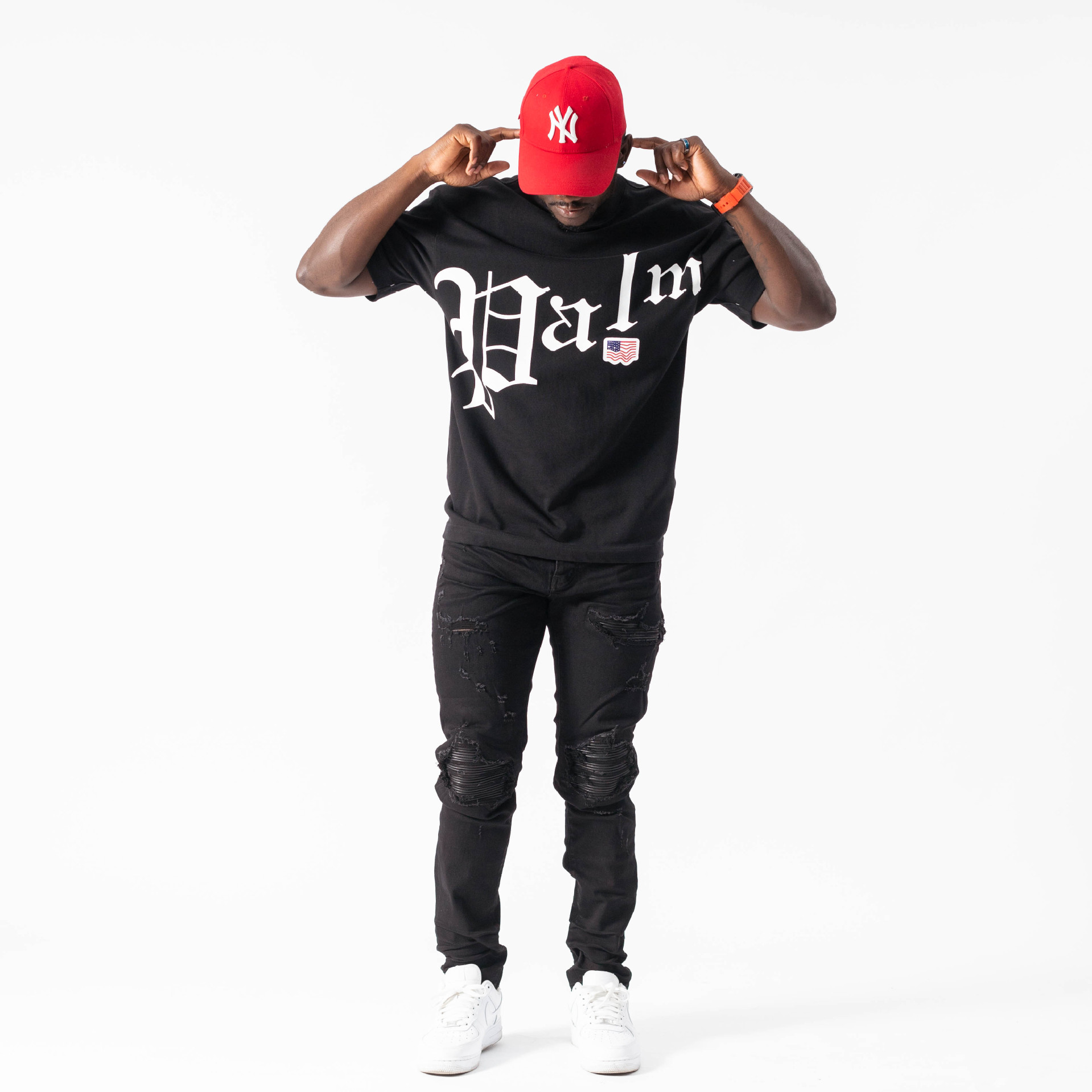 amiri秋季欧美嘻哈修身长裤男潮流破洞补丁拼皮机车高街牛仔