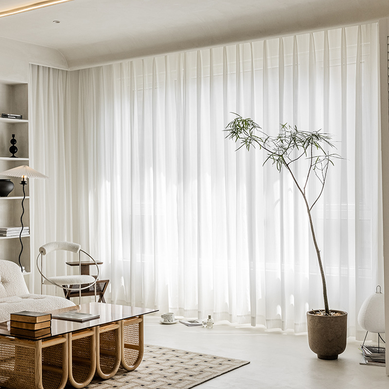 Dream Curtain Curtain Mesh Curtains Light Transmission Nontransparent White Living Room Vertical Sand Vertical Louver Bay Window Balcony White Yarn Window Screen