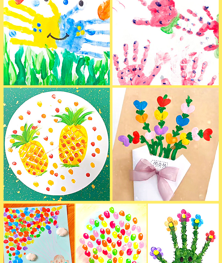 儿童手指画印泥印台幼儿园绘画涂鸦手掌画颜料可水洗印盘签到泥