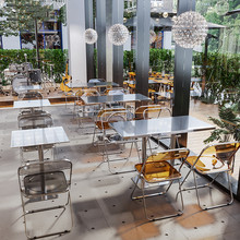 不锈钢桌子凳子快餐店奶茶店小圆桌小方桌咖啡厅长方桌家用小圆凳