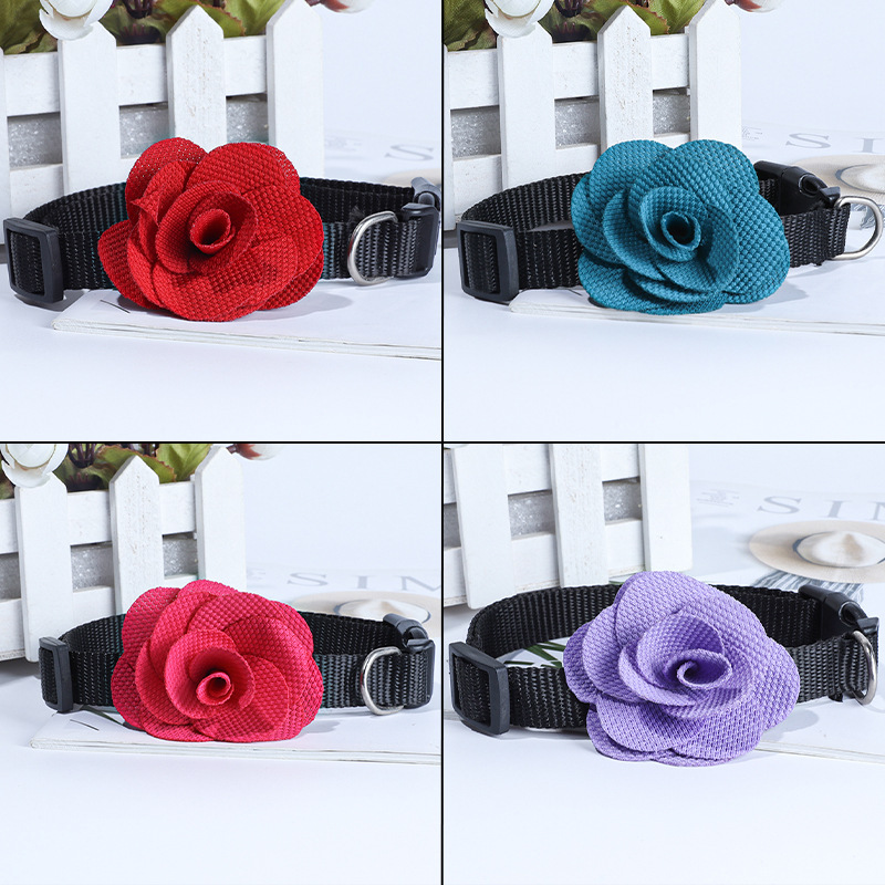 Dog Collar Cat Collar Cat Traction Collar Necklace Factory Direct Sales Dog Cute Cartoon Big Flower Collar