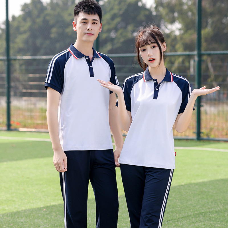 校服套装中学生高中生t恤夏季情侣运动服初中生班服短袖上衣长裤