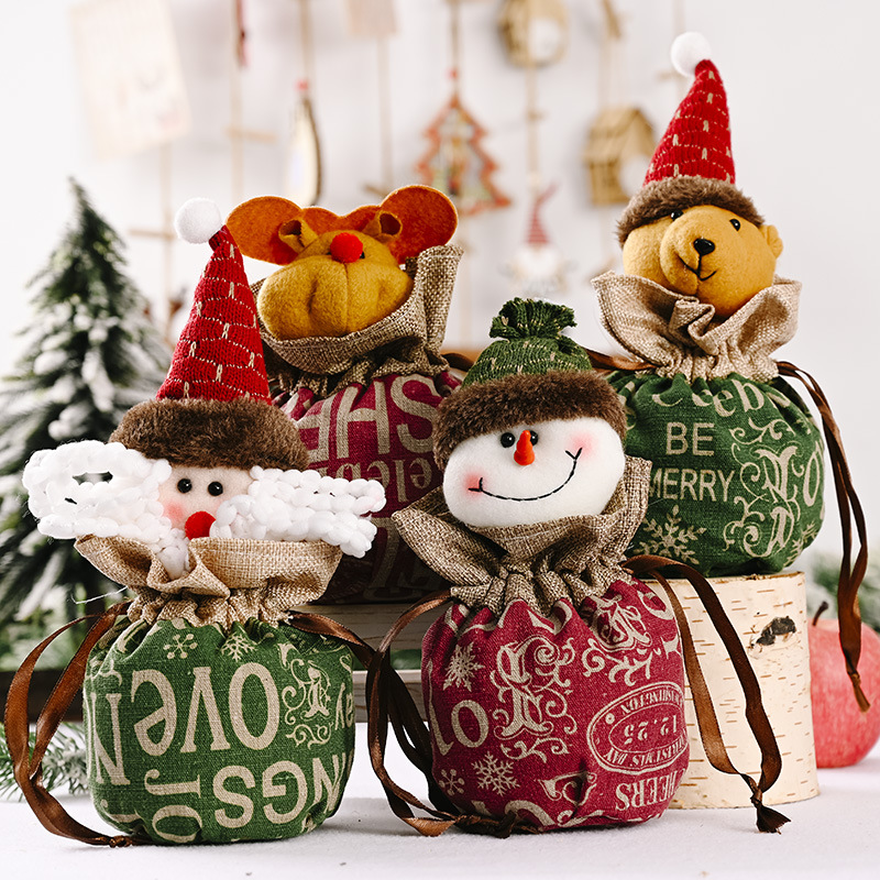 Haobei Christmas Decorations Cartoon Handbag Gift Bag Christmas Gift Bag Children Candy Bag Apple Bag