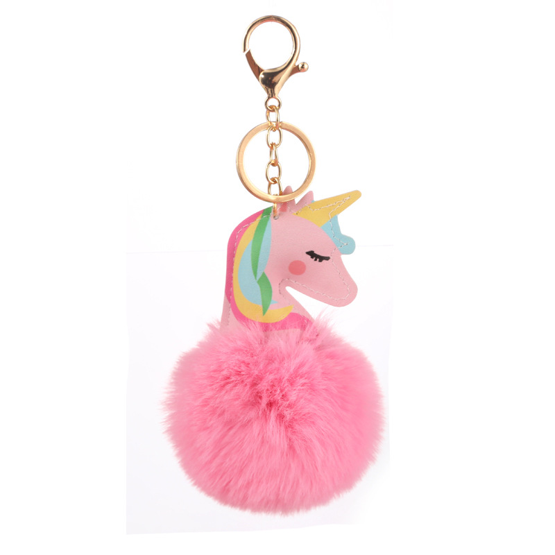 Cute Creative Unicorn Hair Bulb Pendant Keychain Wholesale Playground Promotional Novelties Stall Two Yuan Store