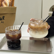 高硼硅玻璃杯子冰美式咖啡杯竖纹单层杯家用牛奶杯果汁饮料杯
