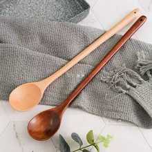韩式搅拌料理加长烹饪勺子长柄木勺吃饭用木质奶锅木头隔热汤勺