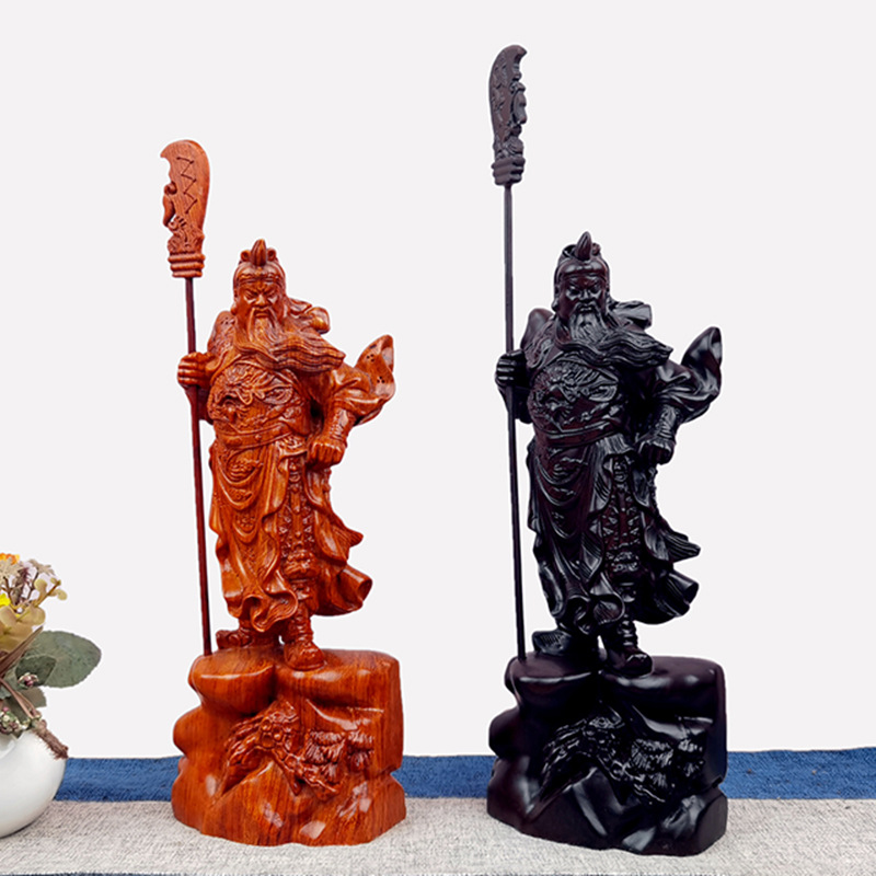 实木雕刻花梨立刀关公摆件武爷黑檀工艺礼品批发 厂家直销