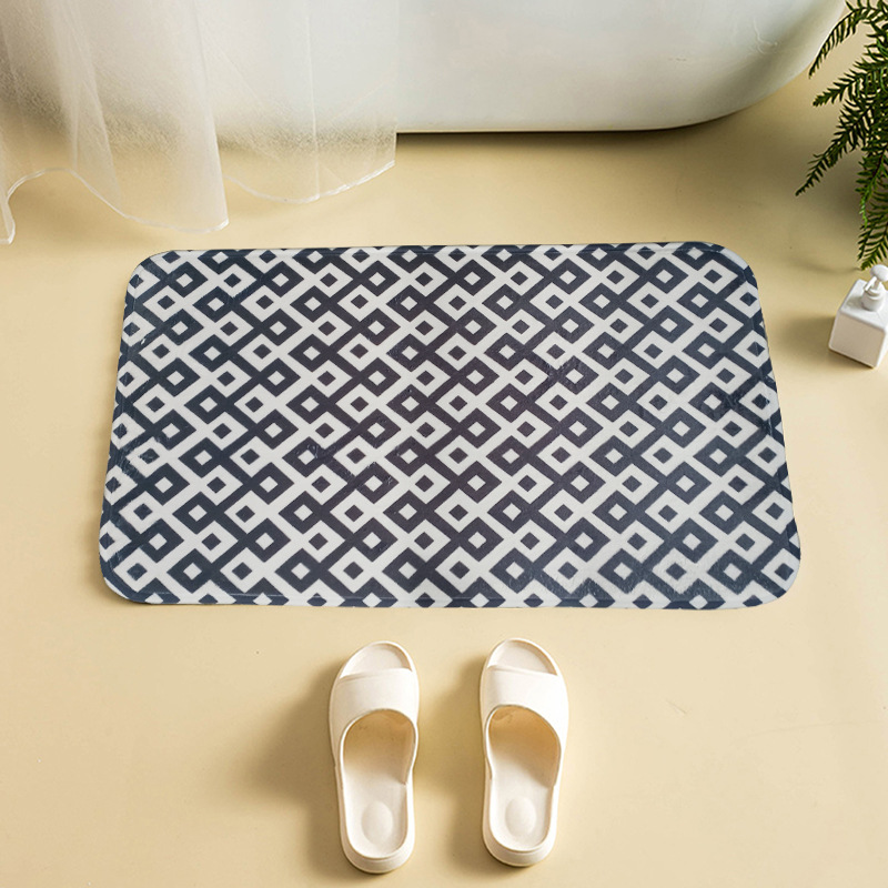 Cross-Border Amazon Hot Sale Geometric Digital Printed Mat Non-Slip Mat Household Mat Bathroom Absorbent Kitchen Mat