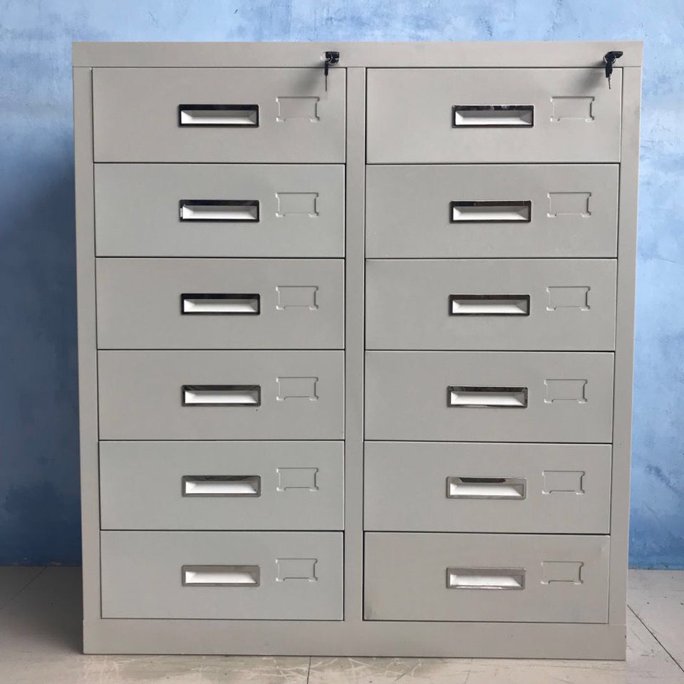 12抽文件柜铁皮抽屉式a4资料票据矮柜办公家用收纳带锁6抽工具箱