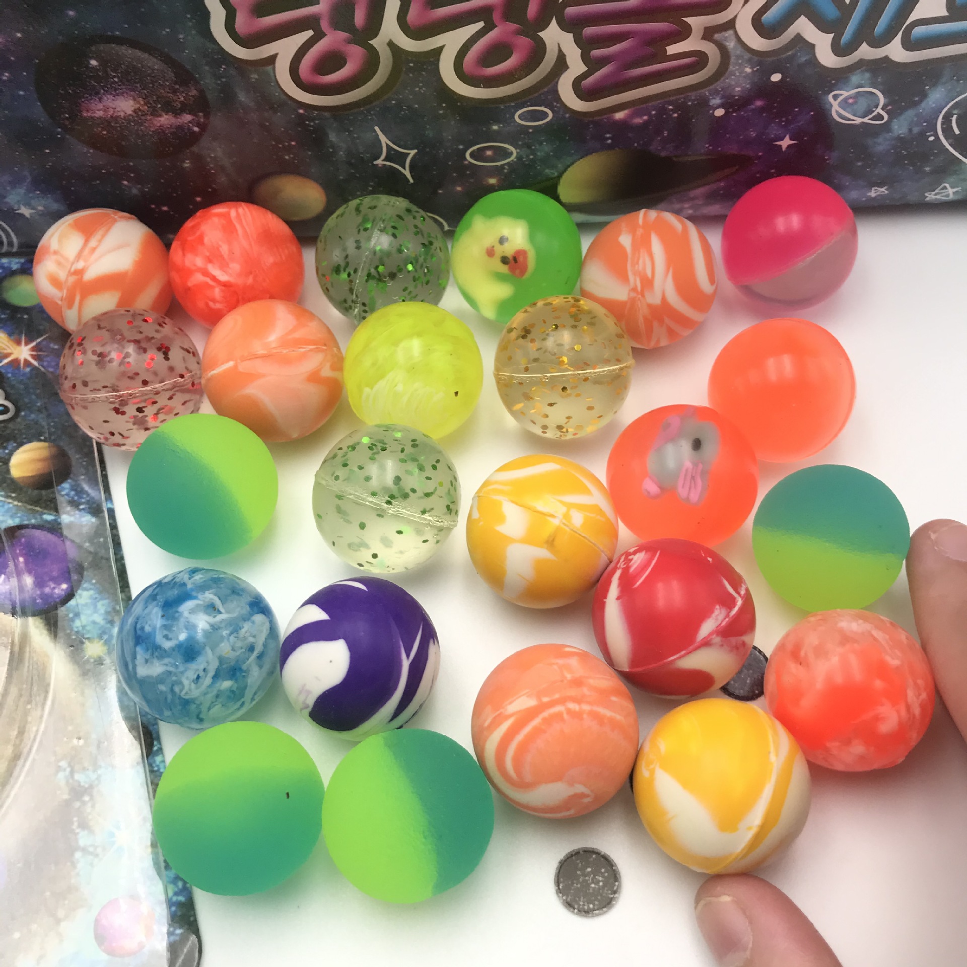 儿童科教益智弹力球彩色星空弹力球彩虹橡胶高弹球迷你球玩具奖品