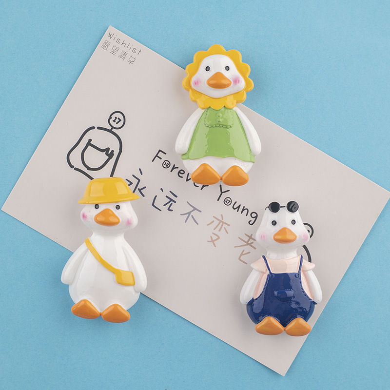 New Minimalist Creative Cartoon Cyber Celebrity Cute Waibo Duck Magnetic Resin Refrigerator Magnet Three-Dimensional Magnetic Home