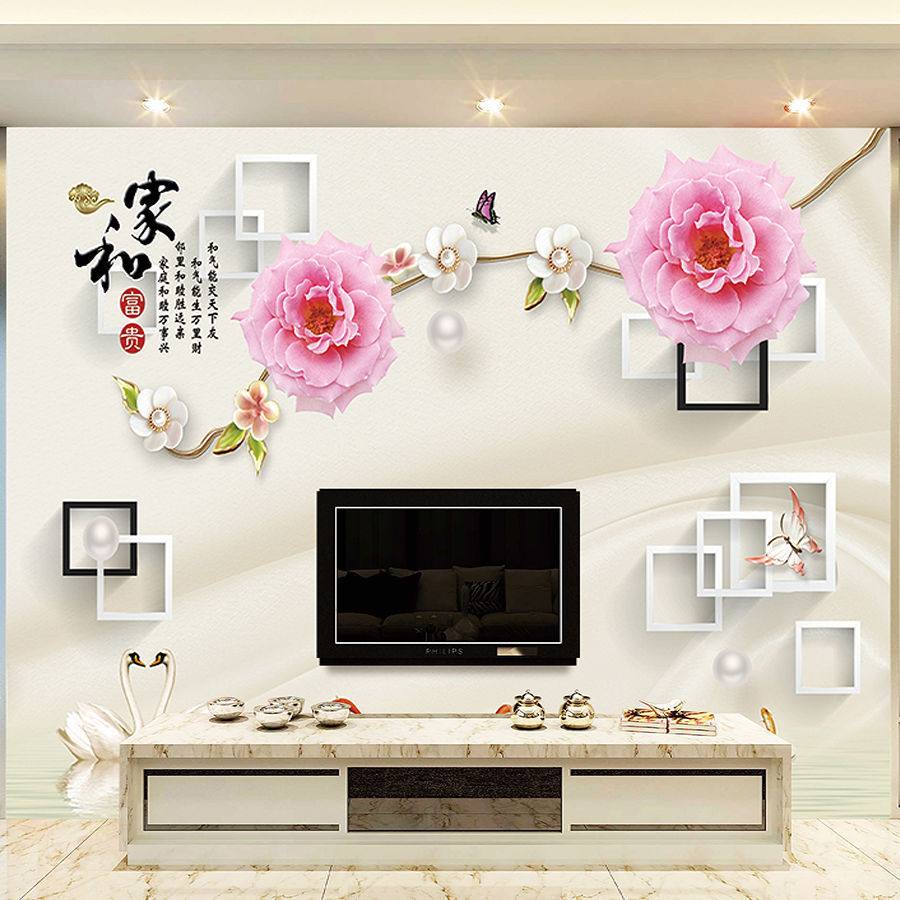 壁画18d立体简约客厅电视墙背景墙壁画壁纸墙纸墙布墙纸墙布