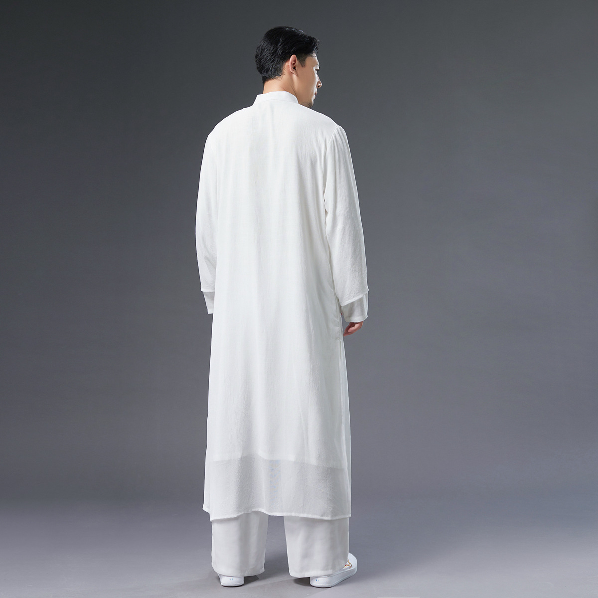 古风男装夏季汉服白色仙气雪纺古装演出中式长袍男日常唐装长衫男