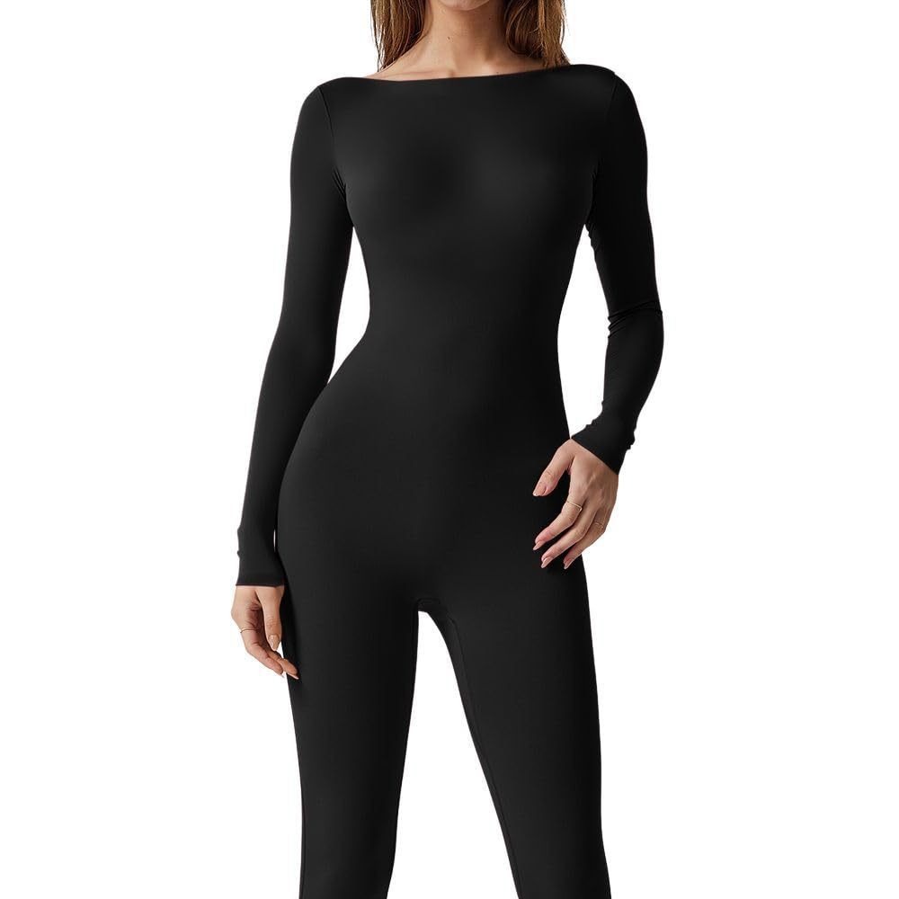 2023秋季亚马逊性感包臀长袖露背健美裤瑜伽裤女士连体衣-阿里巴巴