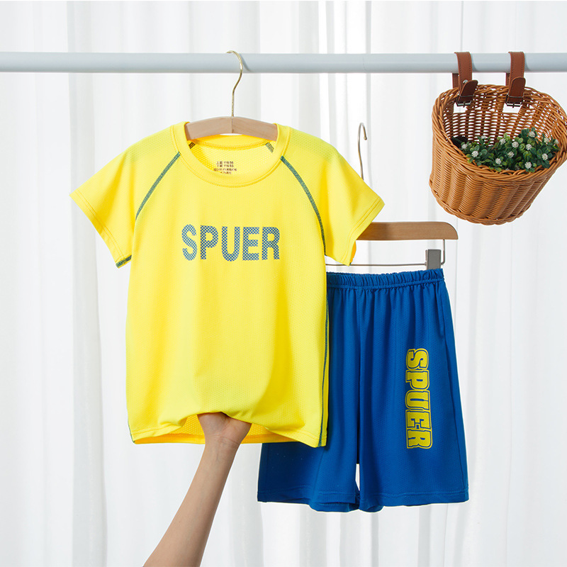 T-shirt Summer Summer Soccer Uniform Sports Casual Quick-Drying Shorts Two-Piece Set Female Male New Pants Children's Short-Sleeved Suit