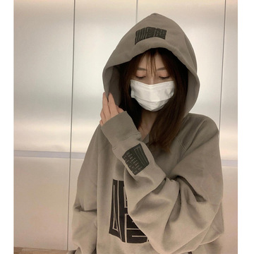 早秋季高级感连帽卫衣女加绒宽松韩版设计感小众下衣失踪上衣ins
