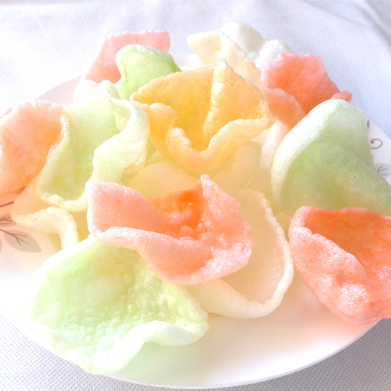 大连特产虾片自炸彩色油炸食品散装零食原料饭店商用整箱批发5斤