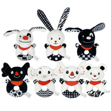 bbsky新款黑白系列兔子考拉小熊手摇圈 婴儿卡通毛绒玩具手摇铃