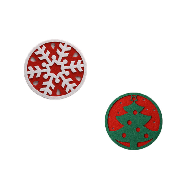 Products in Stock New Christmas Snowflake Absorbent Felt Coaster Felt Hollow Insulation Dining Table Table Runner Pad