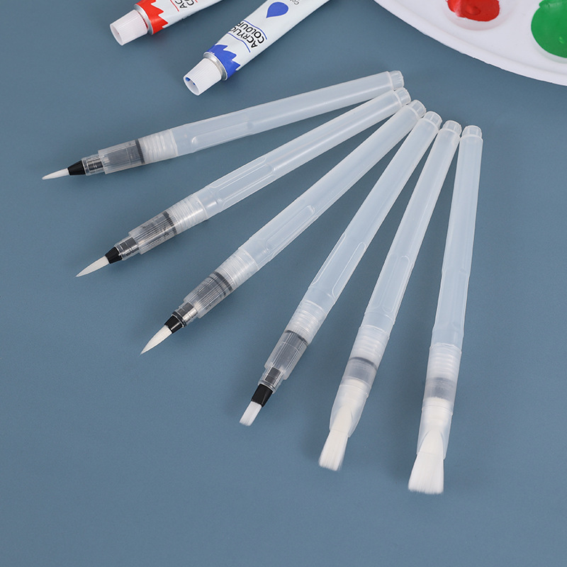 6支装自来水笔套装吸水注水式初学者手绘勾线固体水彩颜料画笔