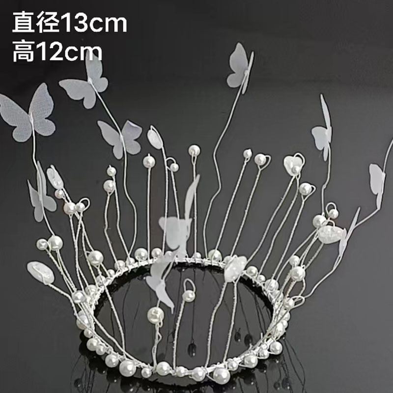 cake decoration baking decoration new butterfly tassel birthday crown korean flower pearl decoration decoration wholesale