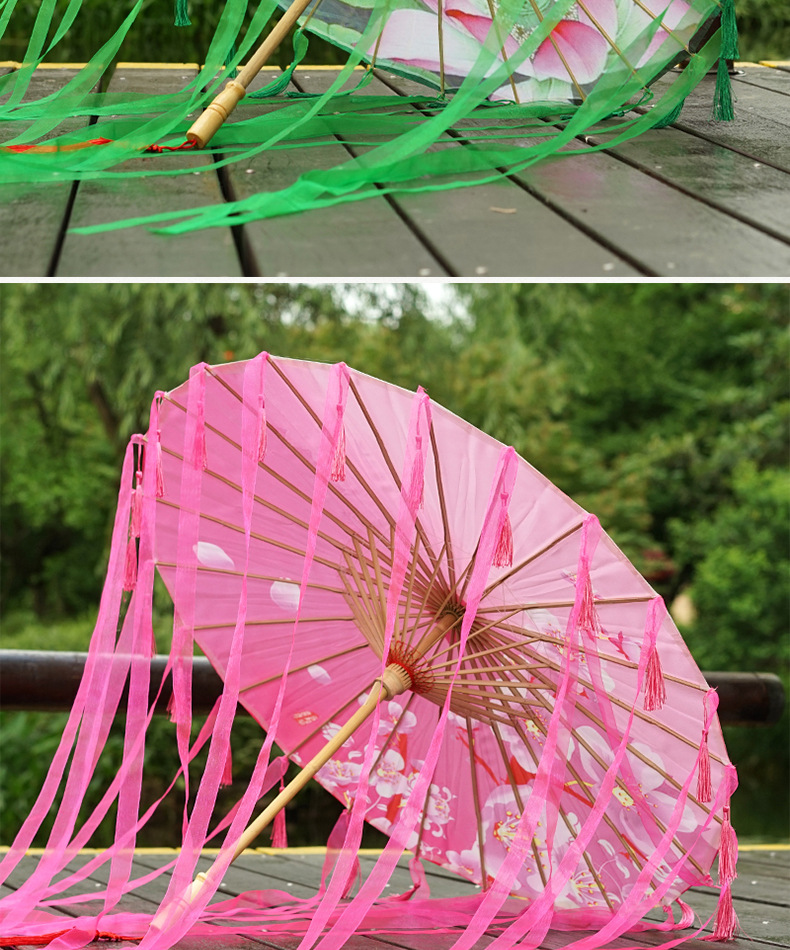 流苏伞古风油纸伞舞蹈摄影演出道具仙气飘飘汉服流苏丝带伞大小号