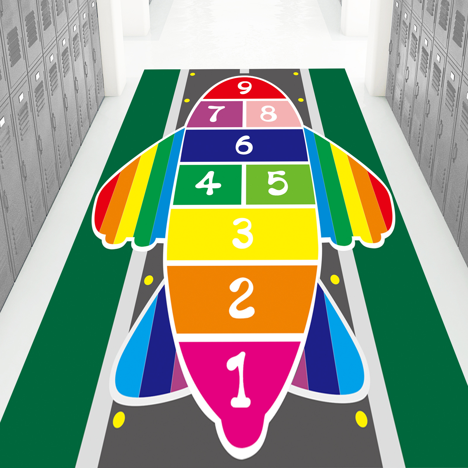 跳格子跳房子跳飞机绿色动物荷页防水自粘儿童房新款地贴纸可移除