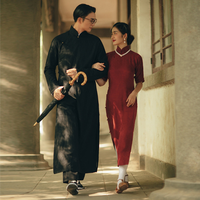 影楼主题摄影民国风复古情侣旗袍艺术照摄影新款时尚礼服写真服装