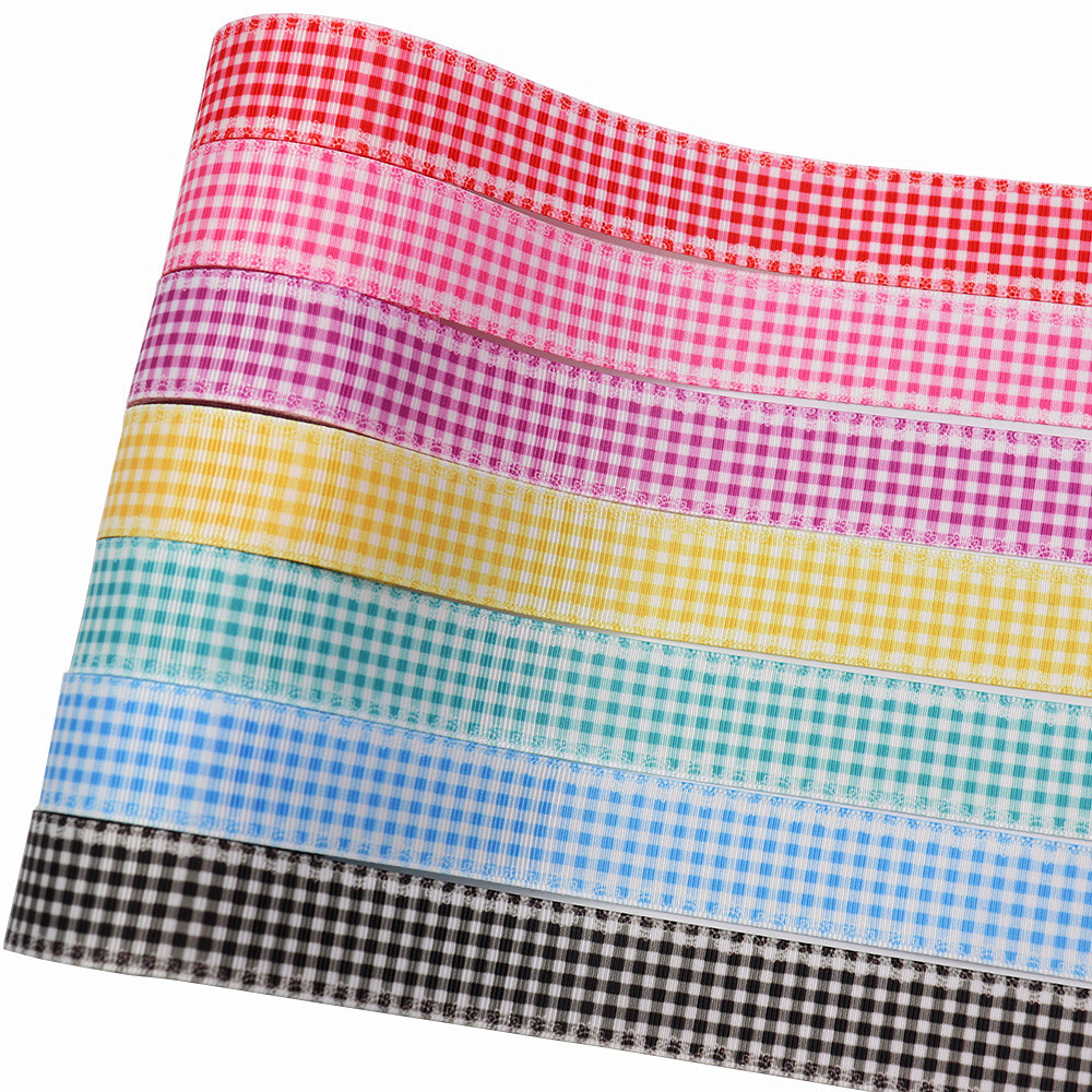 25mm彩色格纹diy热转印丝带织带螺纹带罗纹带缎带手机挂绳钥匙链