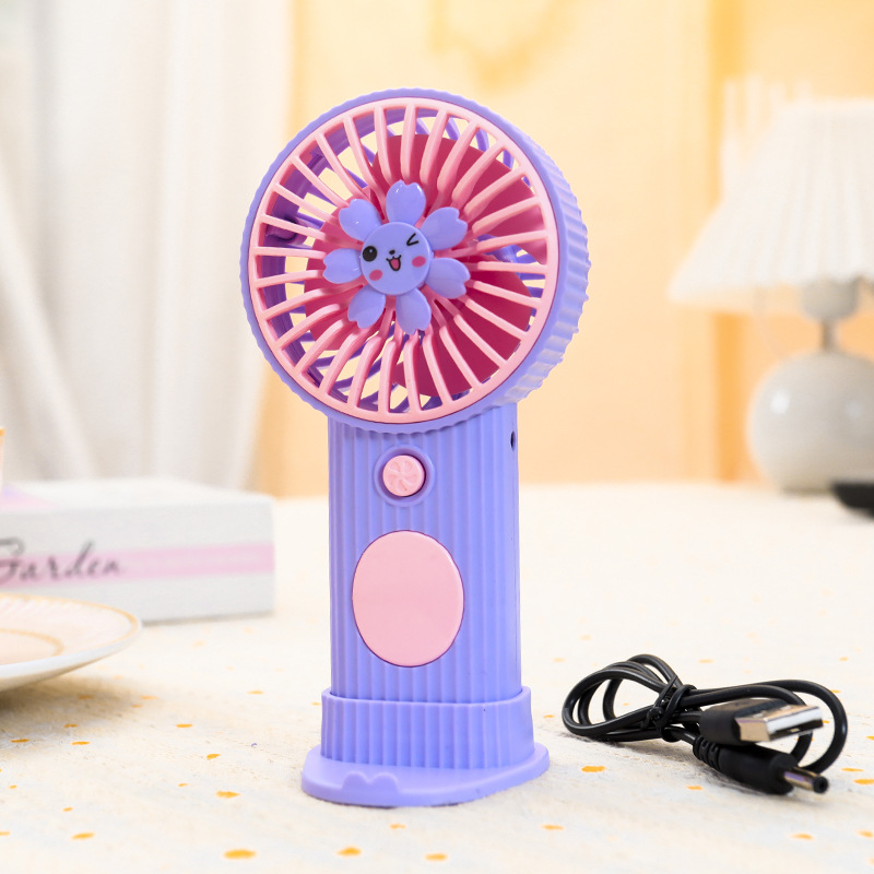 Cartoon Cute Small Flower Handheld Electric Fan Usb Rechargeable Endurance Home Student Dormitory Mini Fan